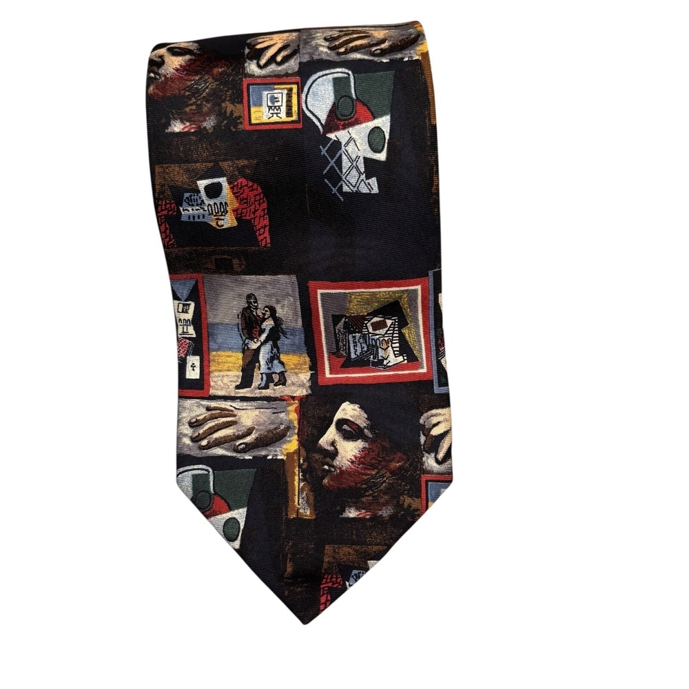 VTG '95 Pablo Picasso "Studies" Neck Tie 1920 Spadem‎ Silk Hand Made in Italy